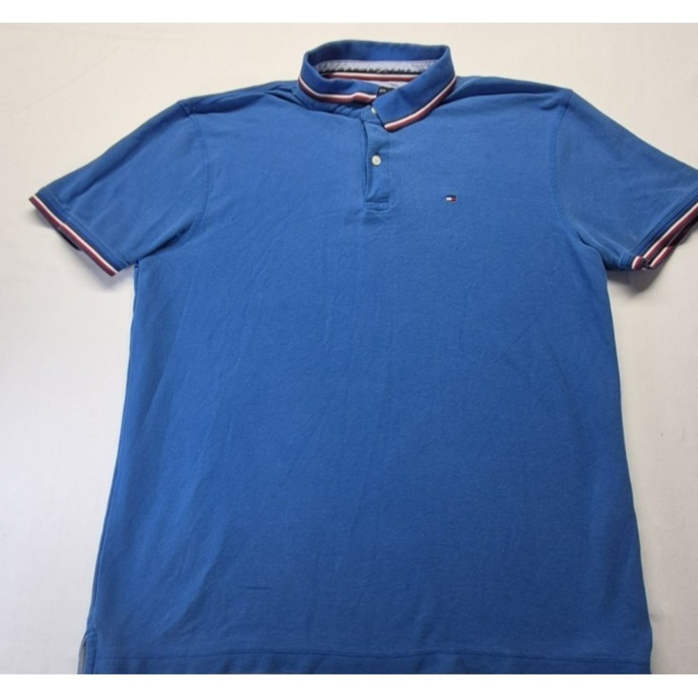 Tommy Hilfiger men's‎ blue classic polo navy/white/red details sz. XL logo